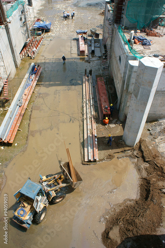 Asian, construction site, dredge, river bed, rigation system