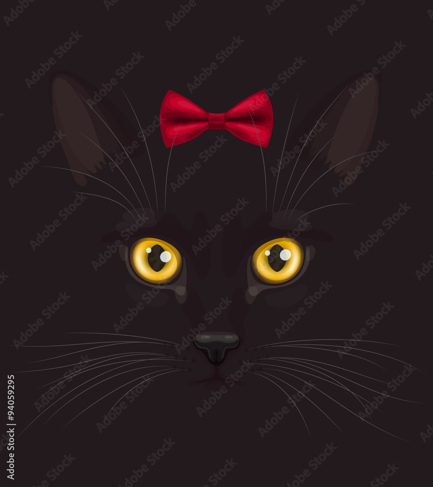 Black cat with bow
