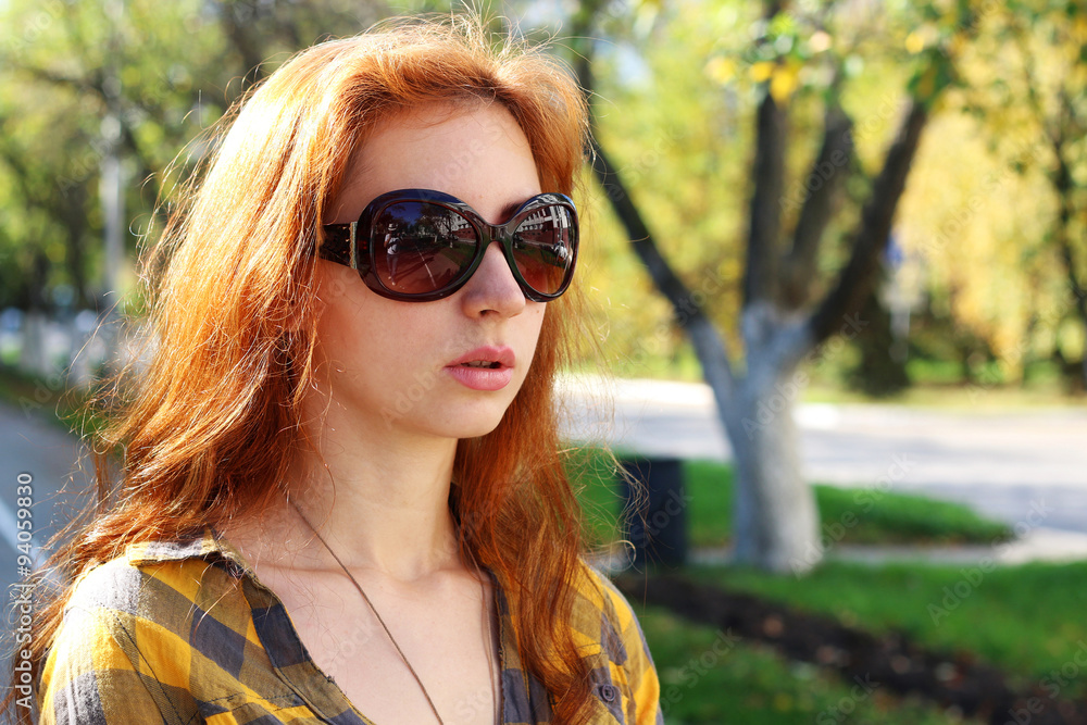 red-haired girl in a hat hipster red-haired girl in a hat hipster