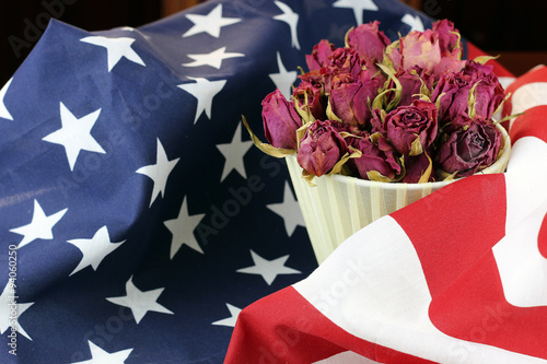 Fototapeta Naklejka Na Ścianę i Meble -  US flag rose flower
