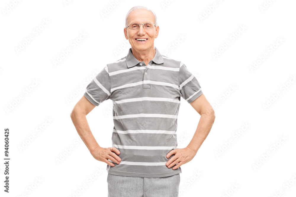 Casual senior in a polo shirt smiling Casual senior in a polo shirt smiling