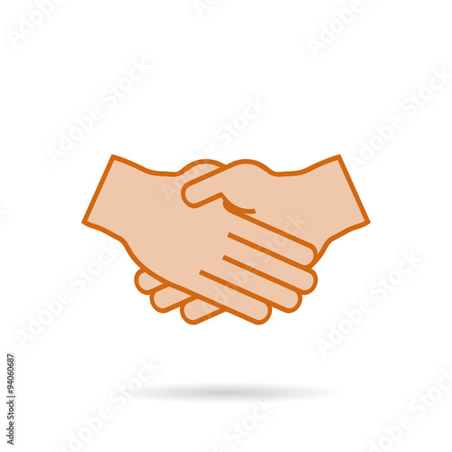 Handshake icon of friendship, partnership with shadow