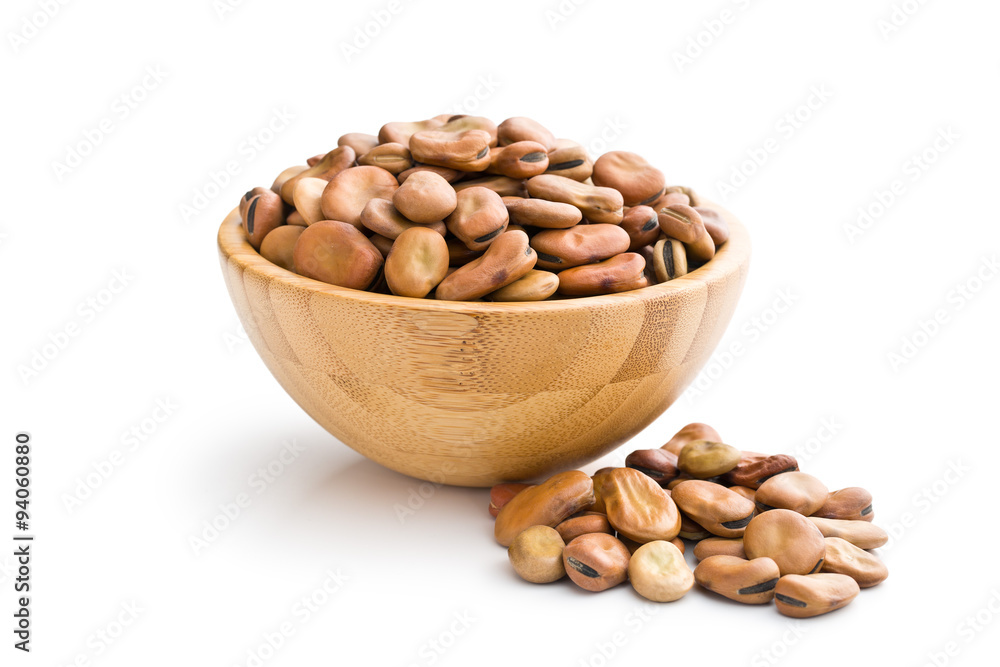 dried broad beans in wooden bowl dried broad beans in wooden bowl