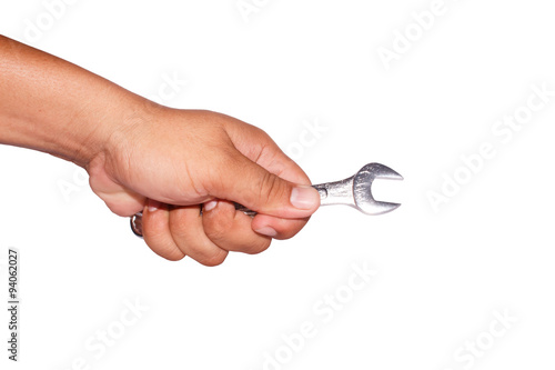 Handle wrench on isolated white background