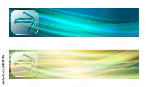 Set of two banners with waves and transparent arrow