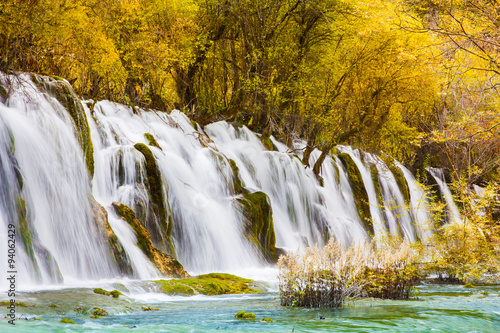 Fototapeta Naklejka Na Ścianę i Meble -  Arrow bamboo waterfall jiuzhaigou scenic