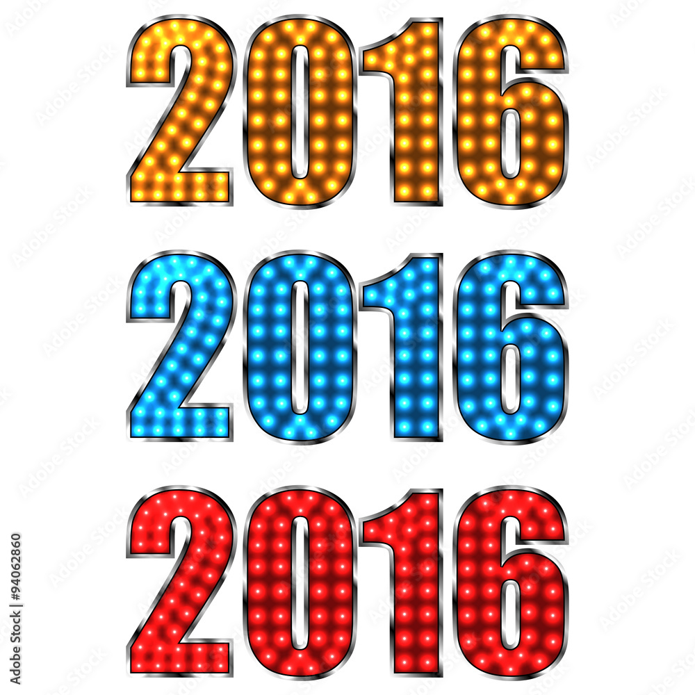 2016 New Year. Set numeral. Vector Illustration