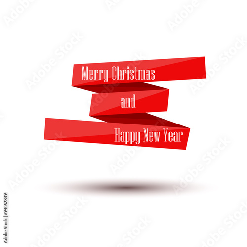 Merry Christmas and Happy New Year. Banner tape. Vector Illustration photo