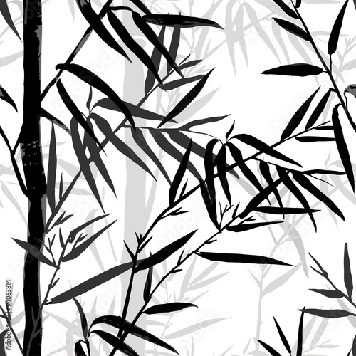 Bamboo leaf background. Floral seamless texture with leaves.