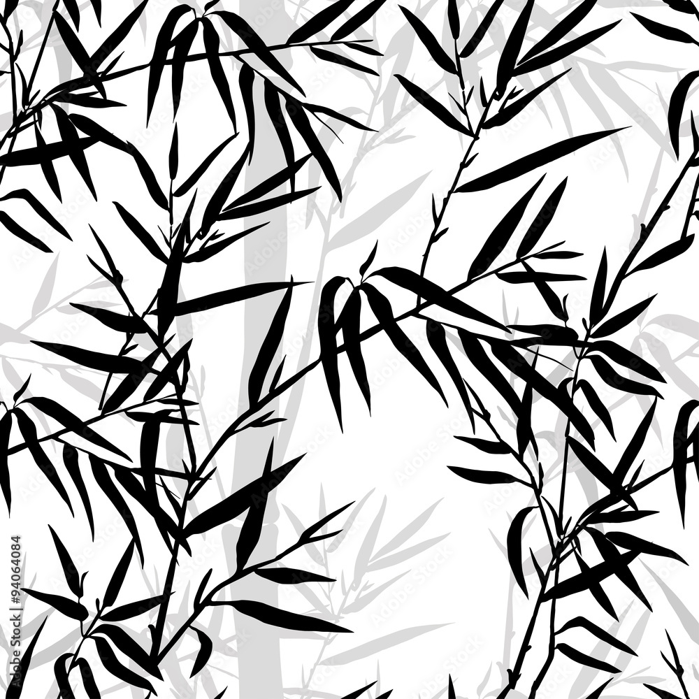 Fototapeta premium Bamboo leaf background. Floral seamless texture with leaves.