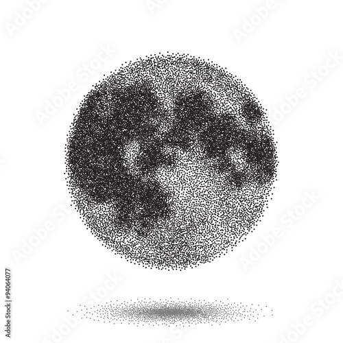 Halftone Moon Vector Icon. Tattoo Style Dotwork Moon EPS10 Icon