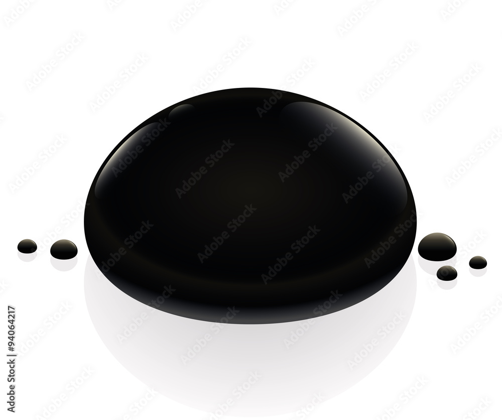 Petroleum black oil drop. Illustration over white background. Stock