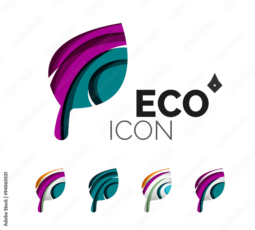 Obraz premium Set of abstract eco leaf icons, business logotype nature