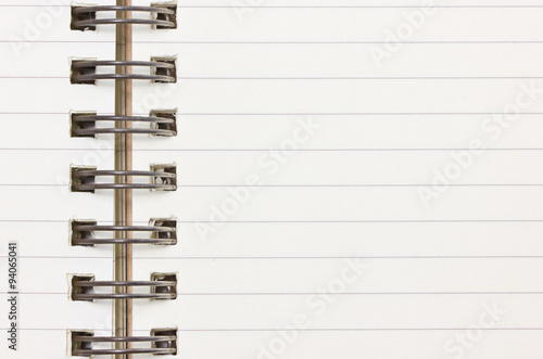 Blank notebook with metallic ring binder.