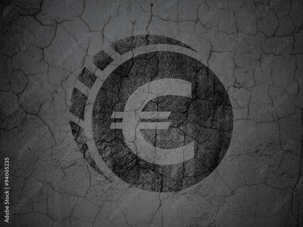 Money concept: Euro Coin on grunge wall background
