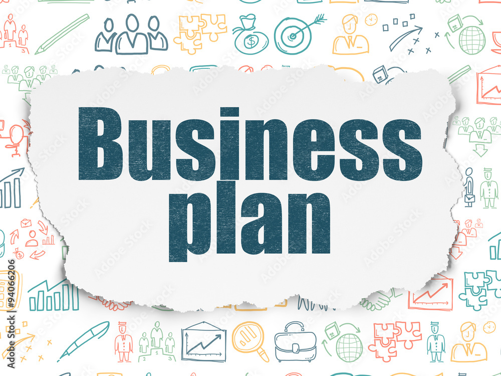 Fototapeta premium Business concept: Business Plan on Torn Paper background
