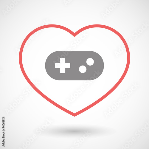 Line heart icon with a game pad