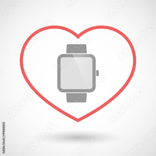 Line heart icon with a smart watch