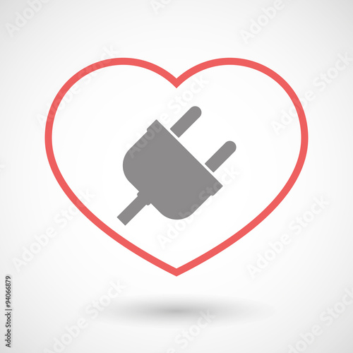 Line heart icon with a plug