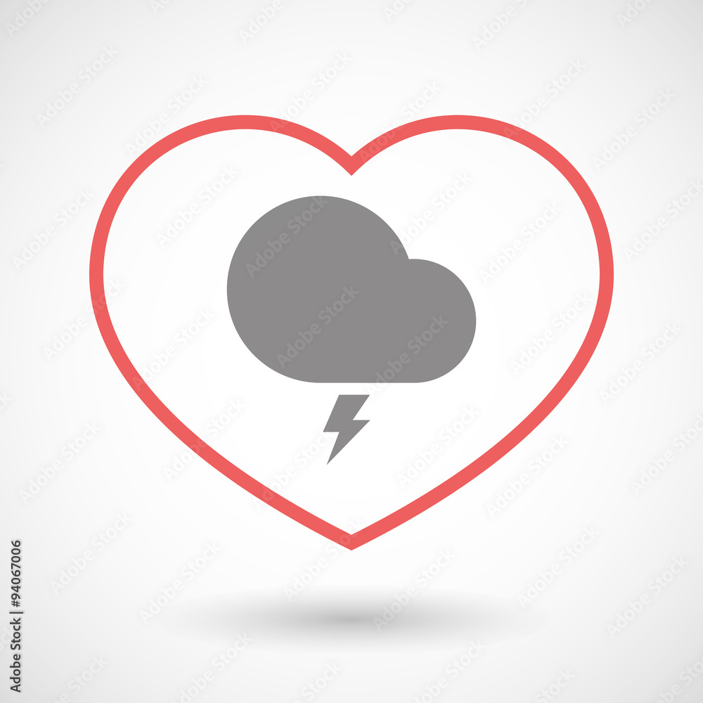 Line heart icon with a stormy cloud Line heart icon with a stormy cloud