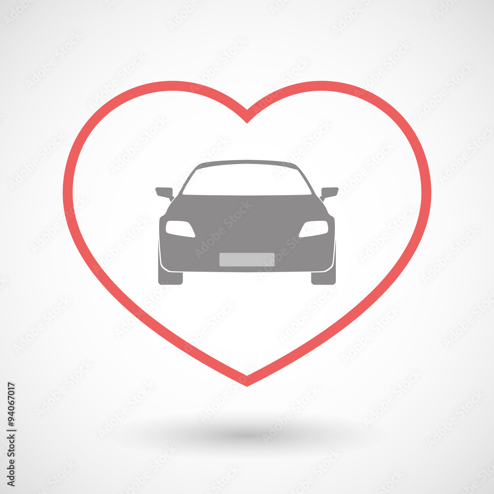 Line heart icon with a car