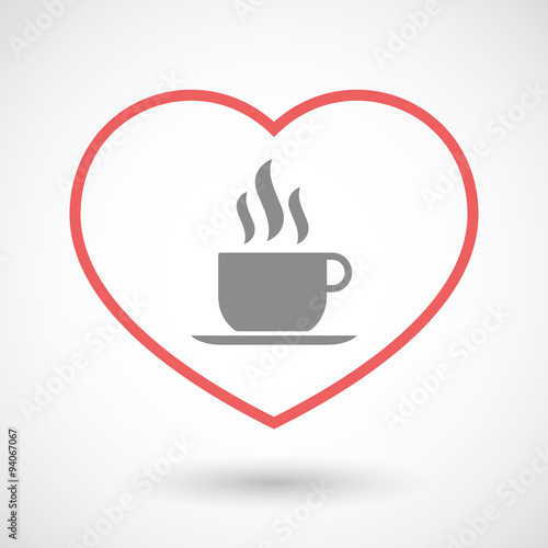 Line heart icon with a cup of coffee