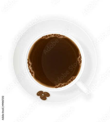 cup of coffee and grains top view vector illustration