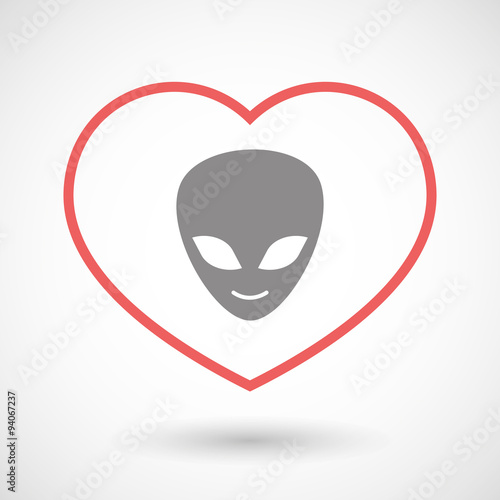 Line heart icon with an alien face