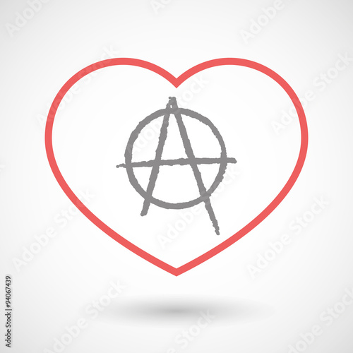 Line heart icon with an anarchy sign