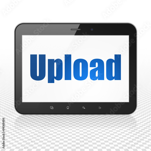 Web development concept: Tablet Computer with Upload on display