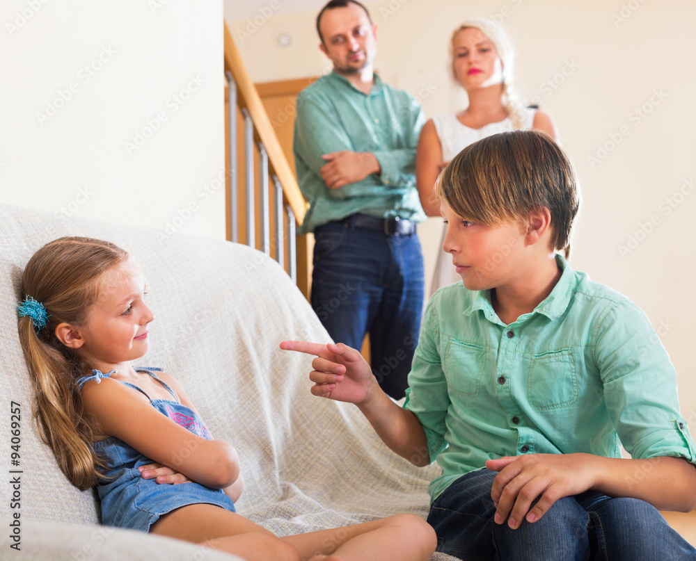 Fototapeta premium Quarrel between kids