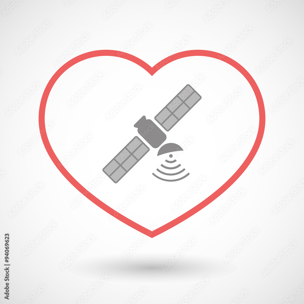 Line heart icon with a satellite Line heart icon with a satellite