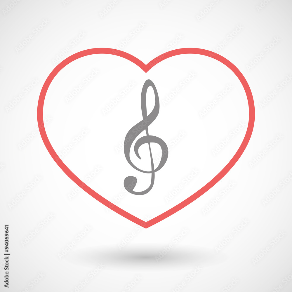 Fototapeta premium Line heart icon with a g clef