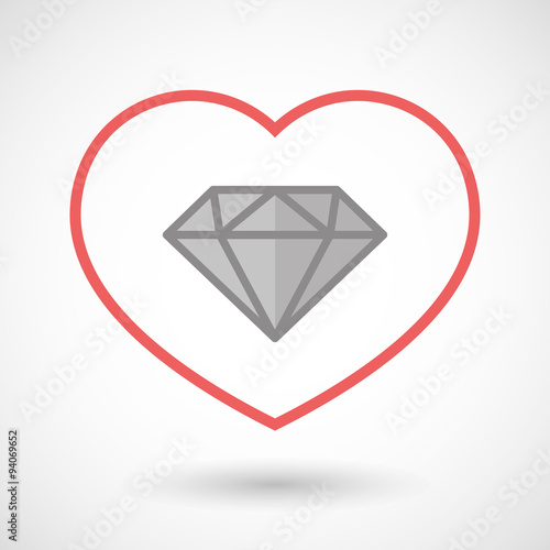 Free Download Line heart icon with a diamond - GFXLoad