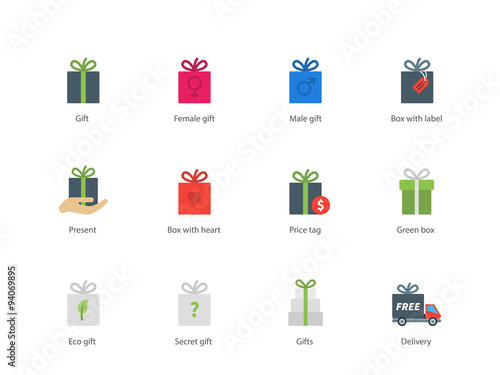 Wallpaper Mural Present boxes color icons on white background. Torontodigital.ca