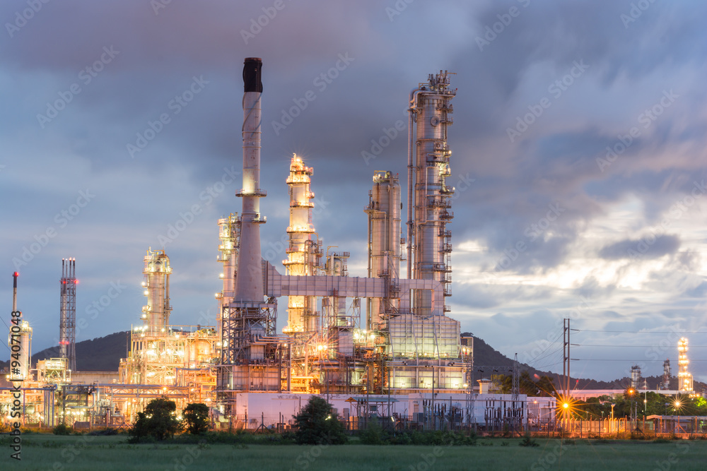 Oil Refinery factory at dark Oil Refinery factory at dark