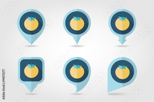 Tomato mapping pins icons with long shadow