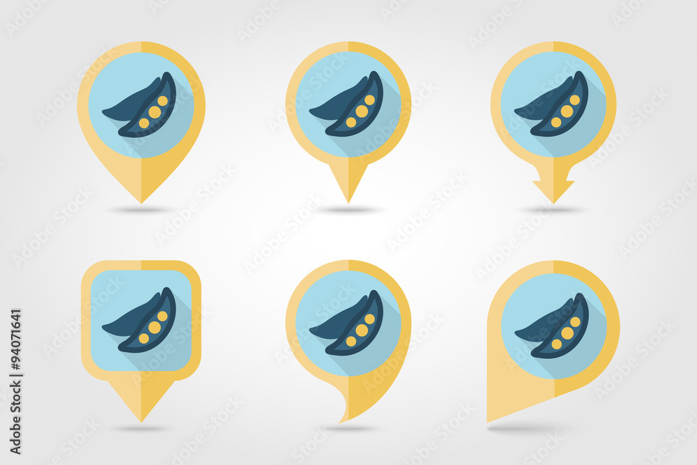Pea flat icon with long shadow Pea flat icon with long shadow