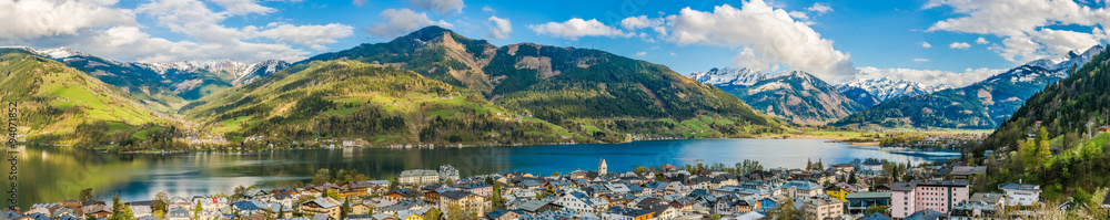 Mountain landscape with Zeller Lake in Zell am See, Austria