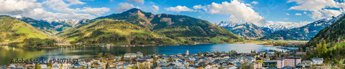 Mountain landscape with Zeller Lake in Zell am See, Austria photo