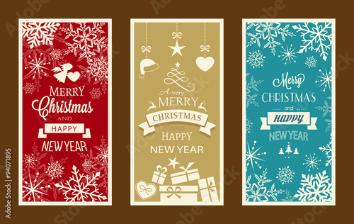 Set of 3 Christmas and Happy New Year labels