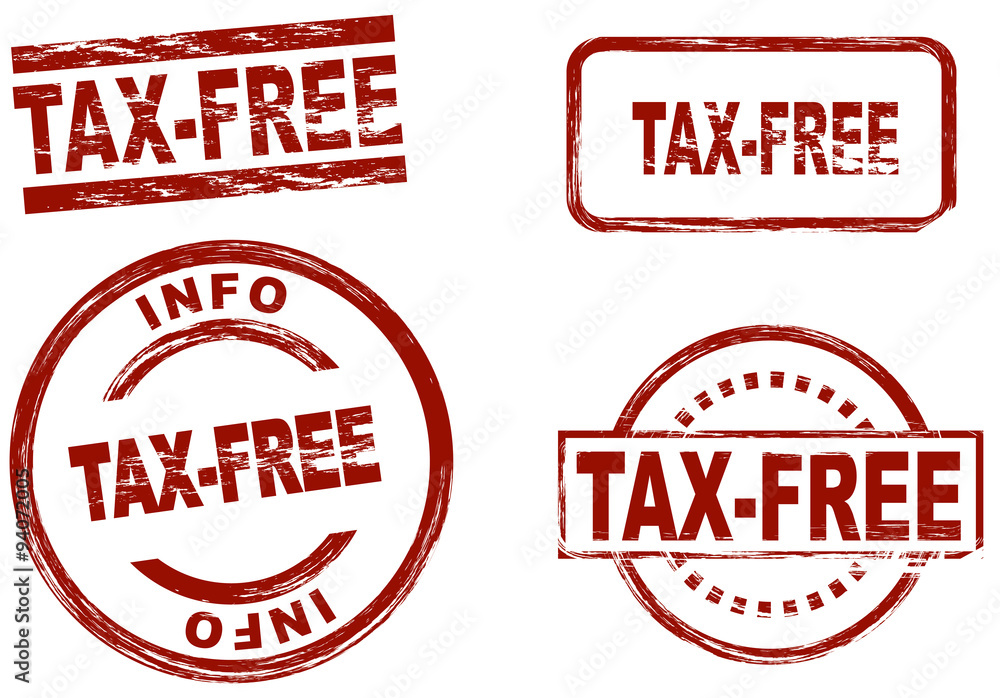 Set of stylized red stamps showing the term tax-free. All on white background Set of stylized red stamps showing the term tax-free. All on white background