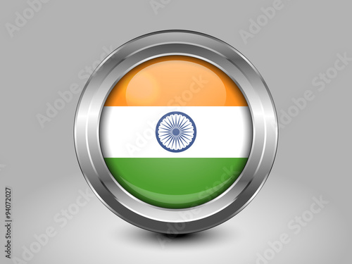 Flag of India. Metal Round Icon