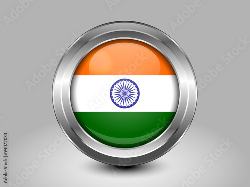 India Variant Flag. Metal Round Icon