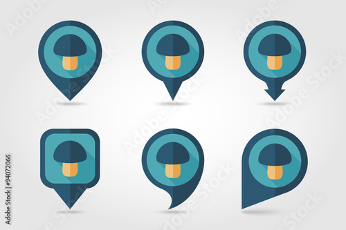 Free Download Mushroom mapping pins icons with long shadow - GFXLoad
