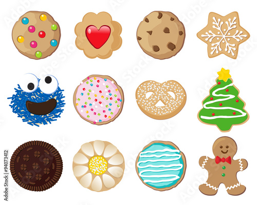 Twelve different kinds of delicious cookies.