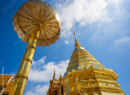 Wat Phra That Doi Suthep in Sunny Day. Chiang Mai. Thailand. Famous place for tourist in Chiang Mai.