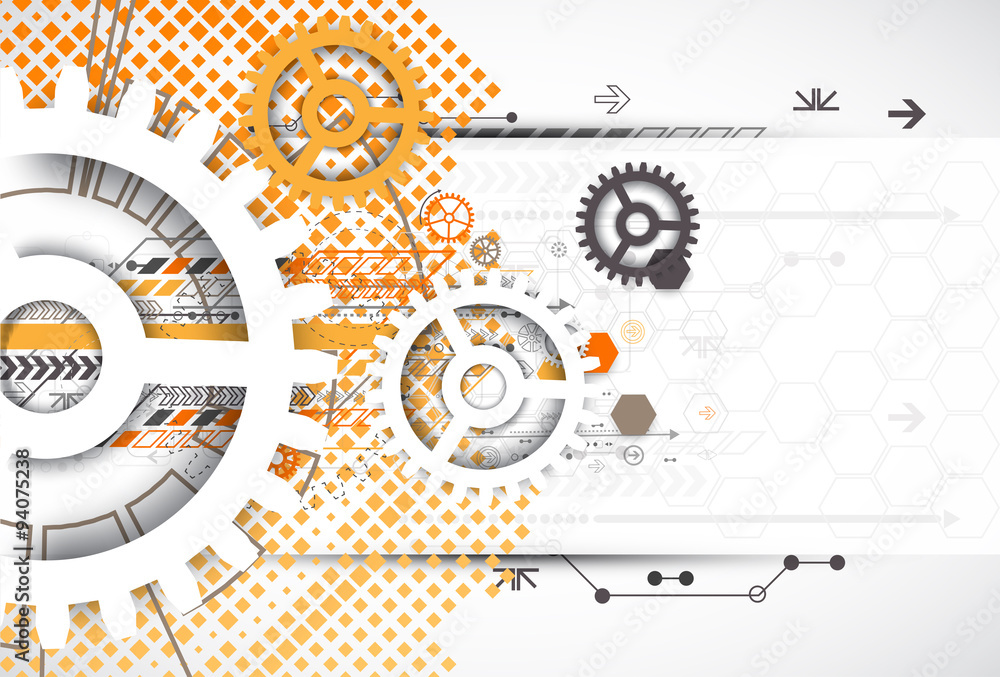 Abstract technology gears background.  Futuristic style with ora