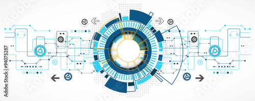 Abstract technological background with various technological ele