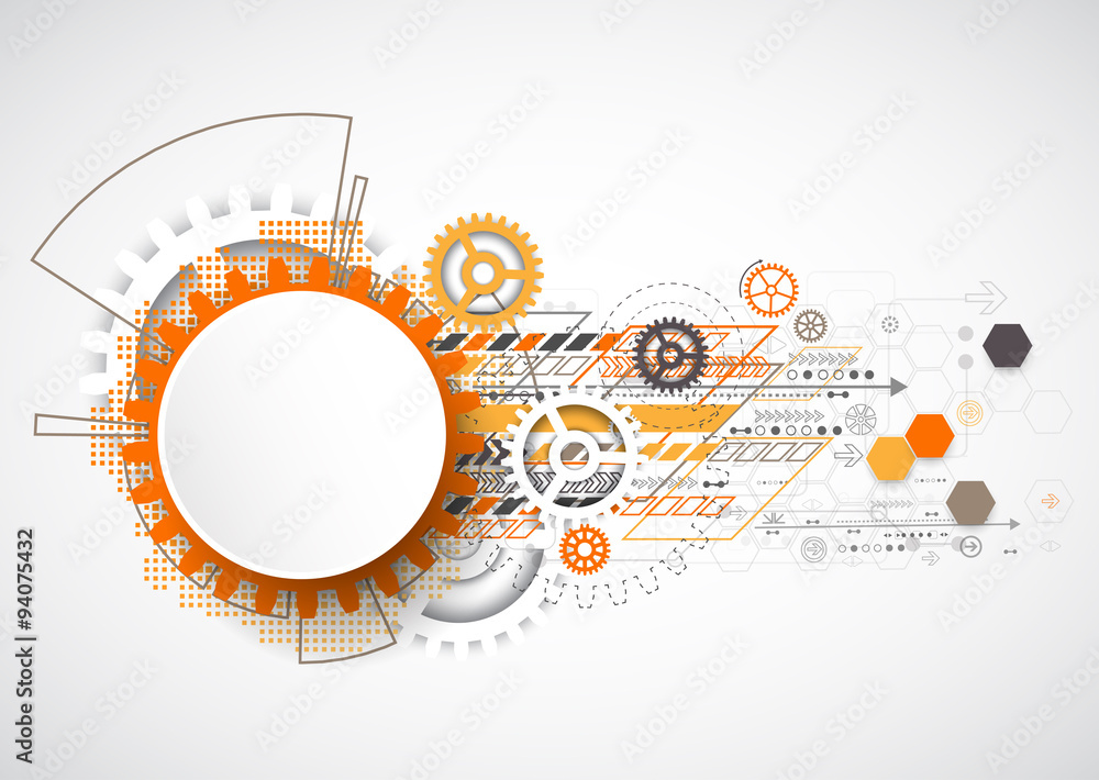 Fototapeta premium Abstract technology gears background. Futuristic style with ora